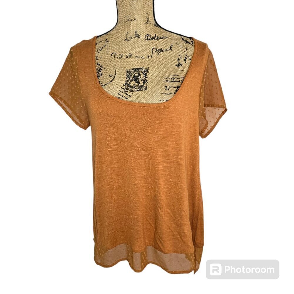 Lucky Brand Slouchy Semi Sheer T-shirt Orange